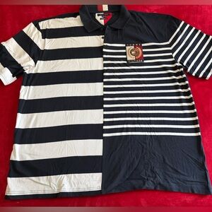 Tommy Hilfiger mens big & tall 3XLNavy and White Striped polo Shirt with Crest